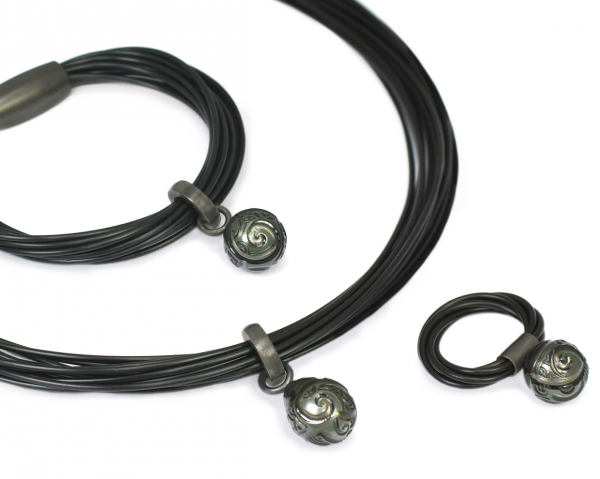Set Kronos Black: Armband, Collier, Ring